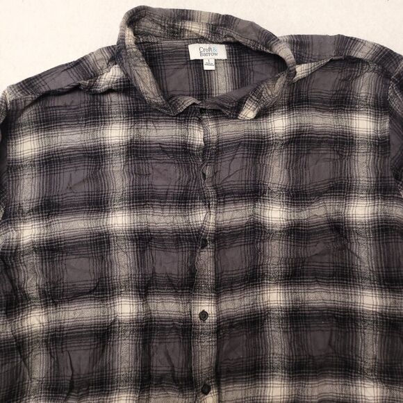 Croft & Barrow Tartan Flannel Button Up Long Sleeve Shirt Mens Size L Gray - Picture 1 of 10